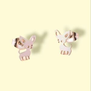 Chihuahua Small Minimalist Silver Stud Earrings
